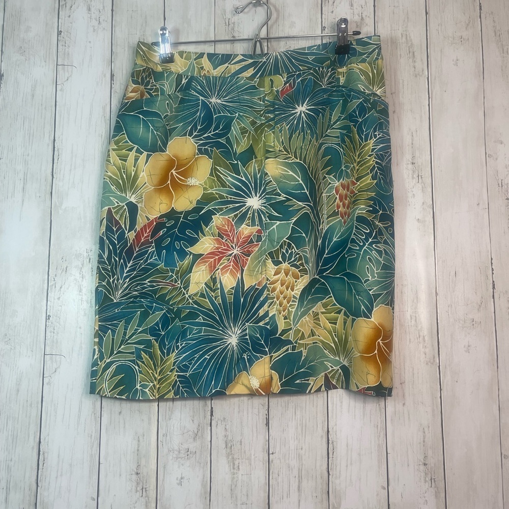 Kriss Kross Tropical Print Silk Skirt 10